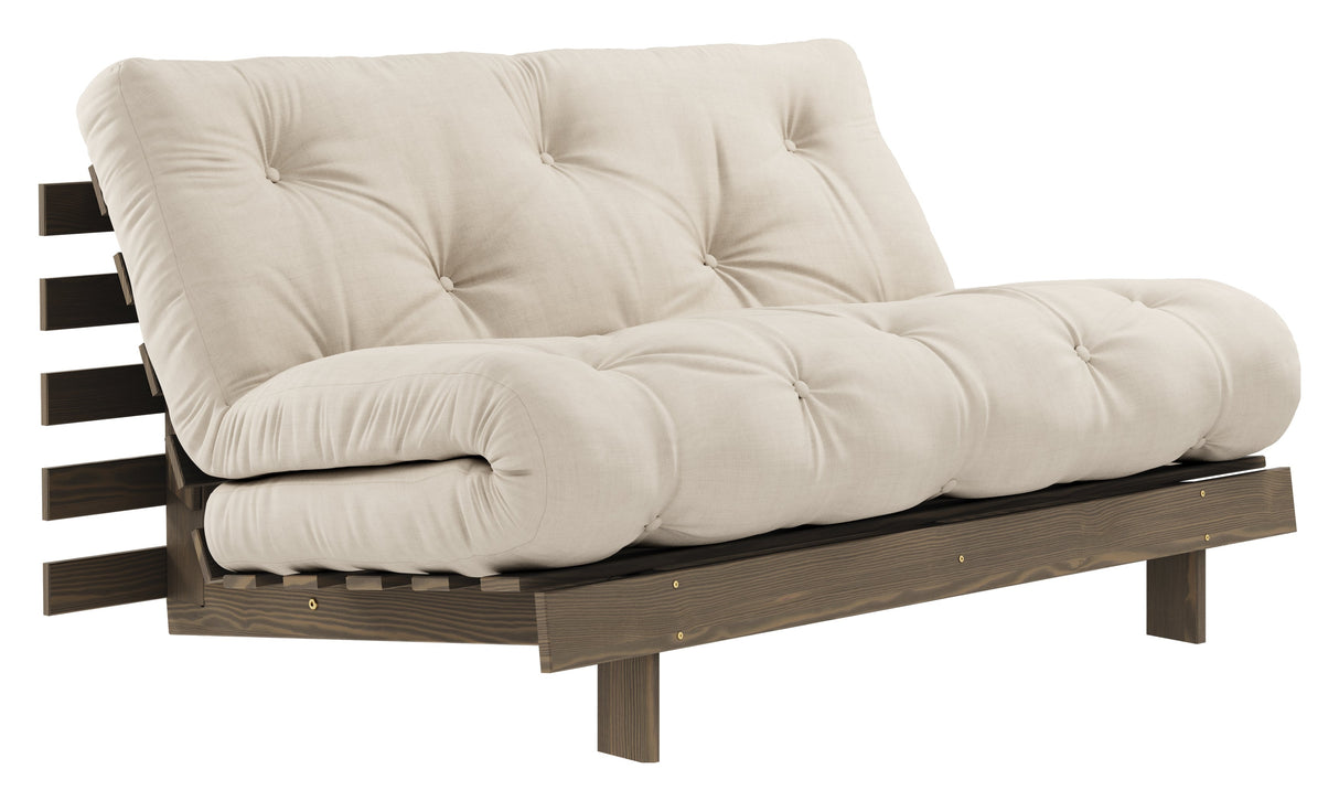 Roots 140 Sofa bed, Brown lacquered pine, Beige