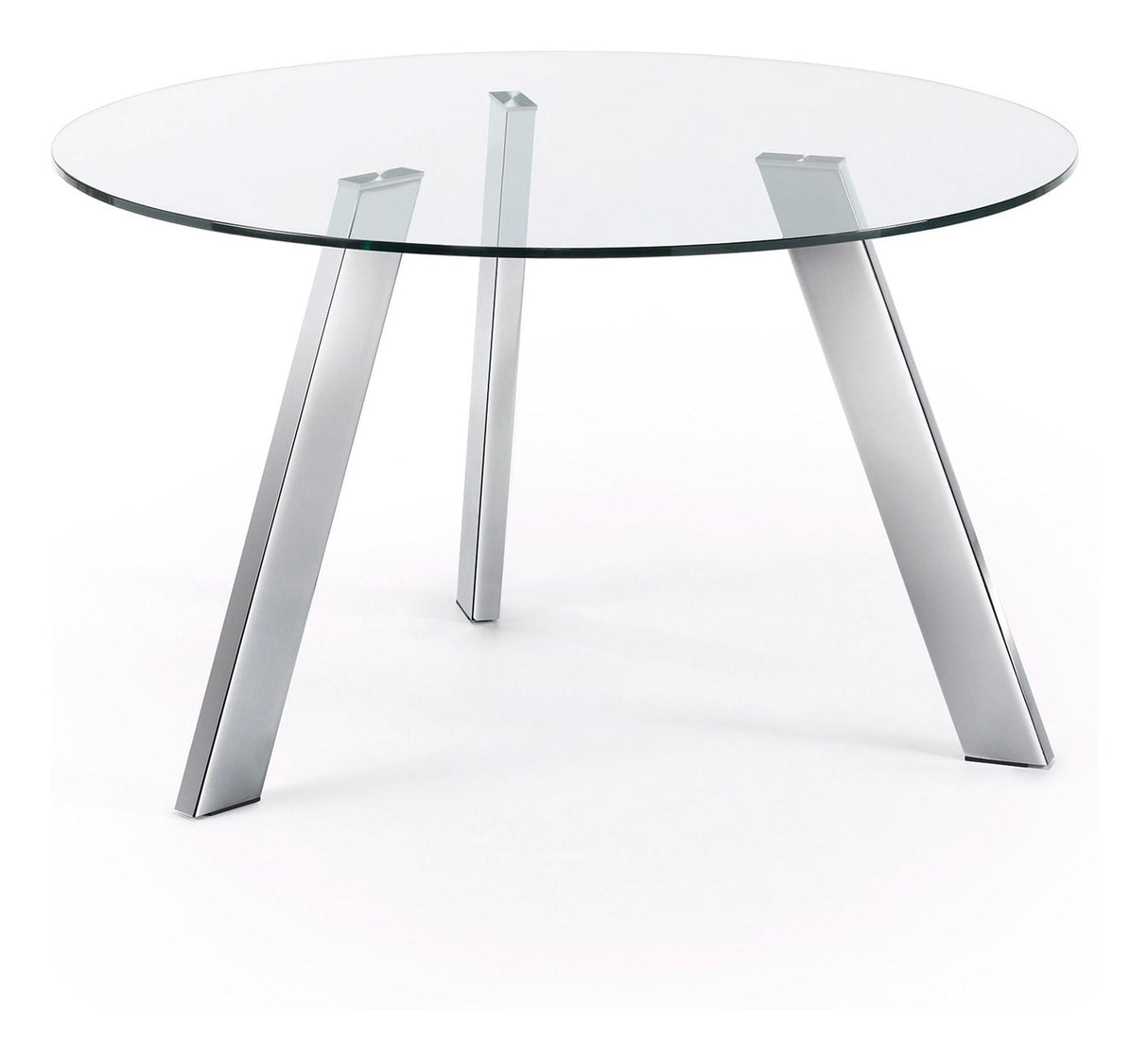 CARIB Dining table, Chrome, Tempered glass, Ø130