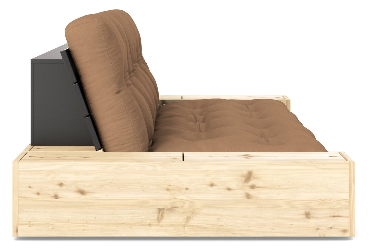 Base Sofa bed with Sideboxes, Mocca/black