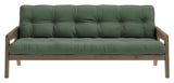 Grab Sofa bed, Brown lacquered pine, Olive Green