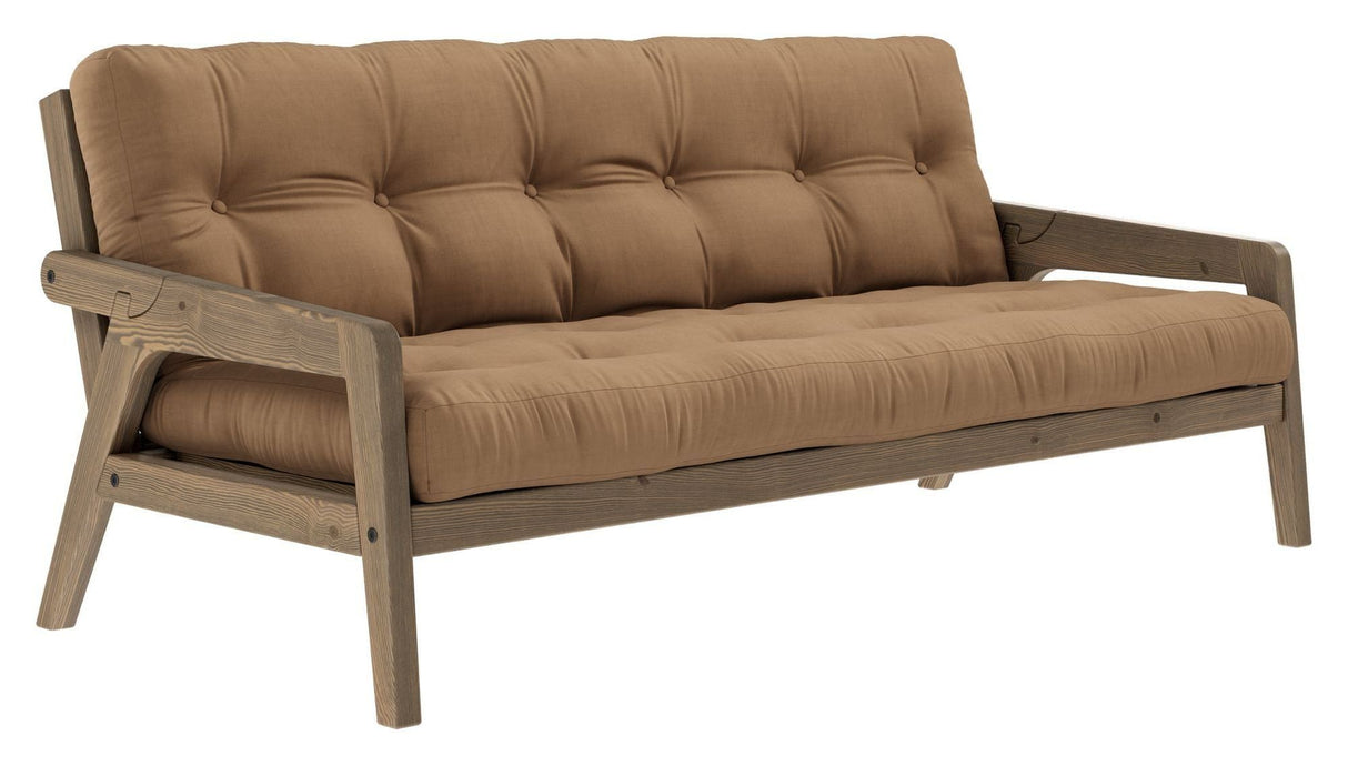 Grab Sofa bed, Brown lacquered pine, Mocca