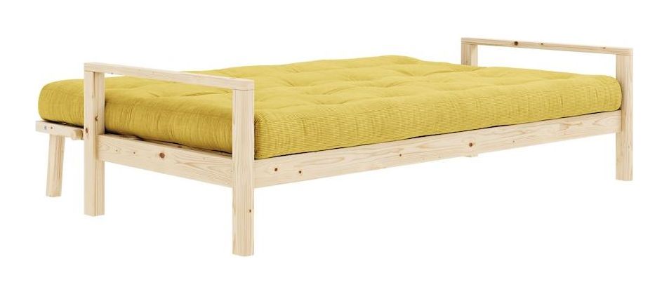 Knob Sofa bed, Lacquered pine, Honey velvet