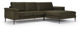 Nabbe 3-pers. Sofa with chaise longue, right, green fabric