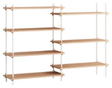 Shelving System, 2 bays, 7 shelves, H:115, Oak/White