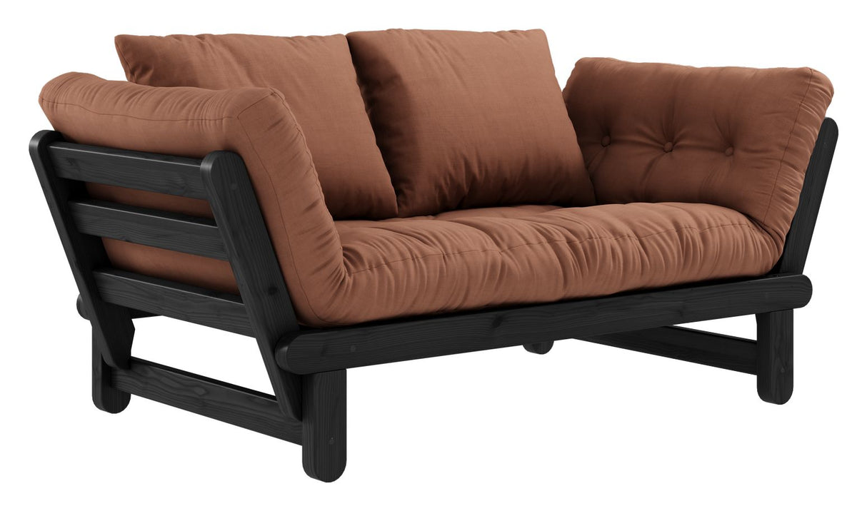 Beat Sofa bed, Black lacquered, Pine/Brown