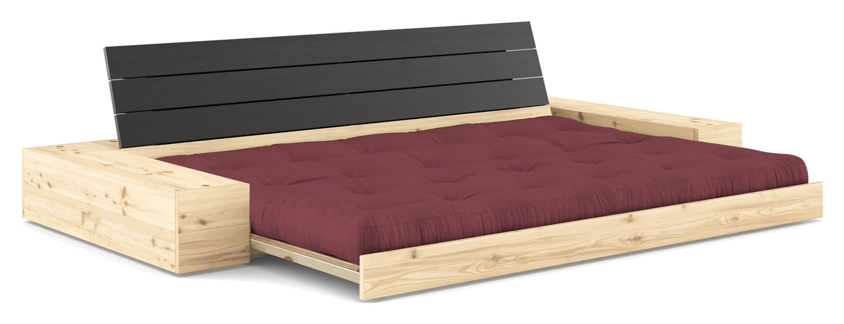 Base Sofa bed with Sideboxes, Bordeaux/black