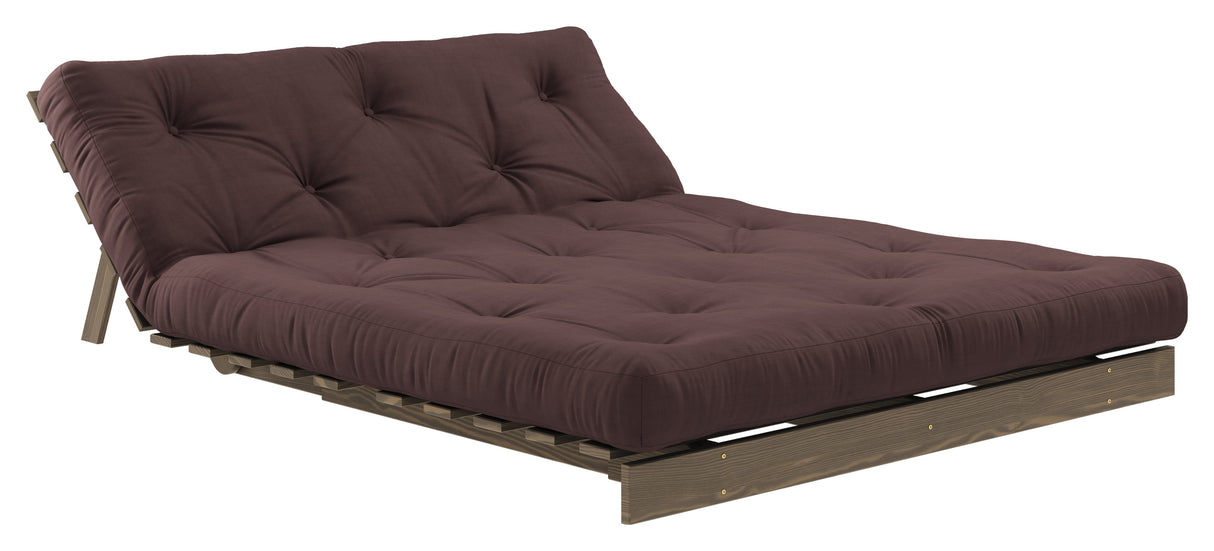 Roots 140 Sofa bed, Brown lacquered pine, Brown