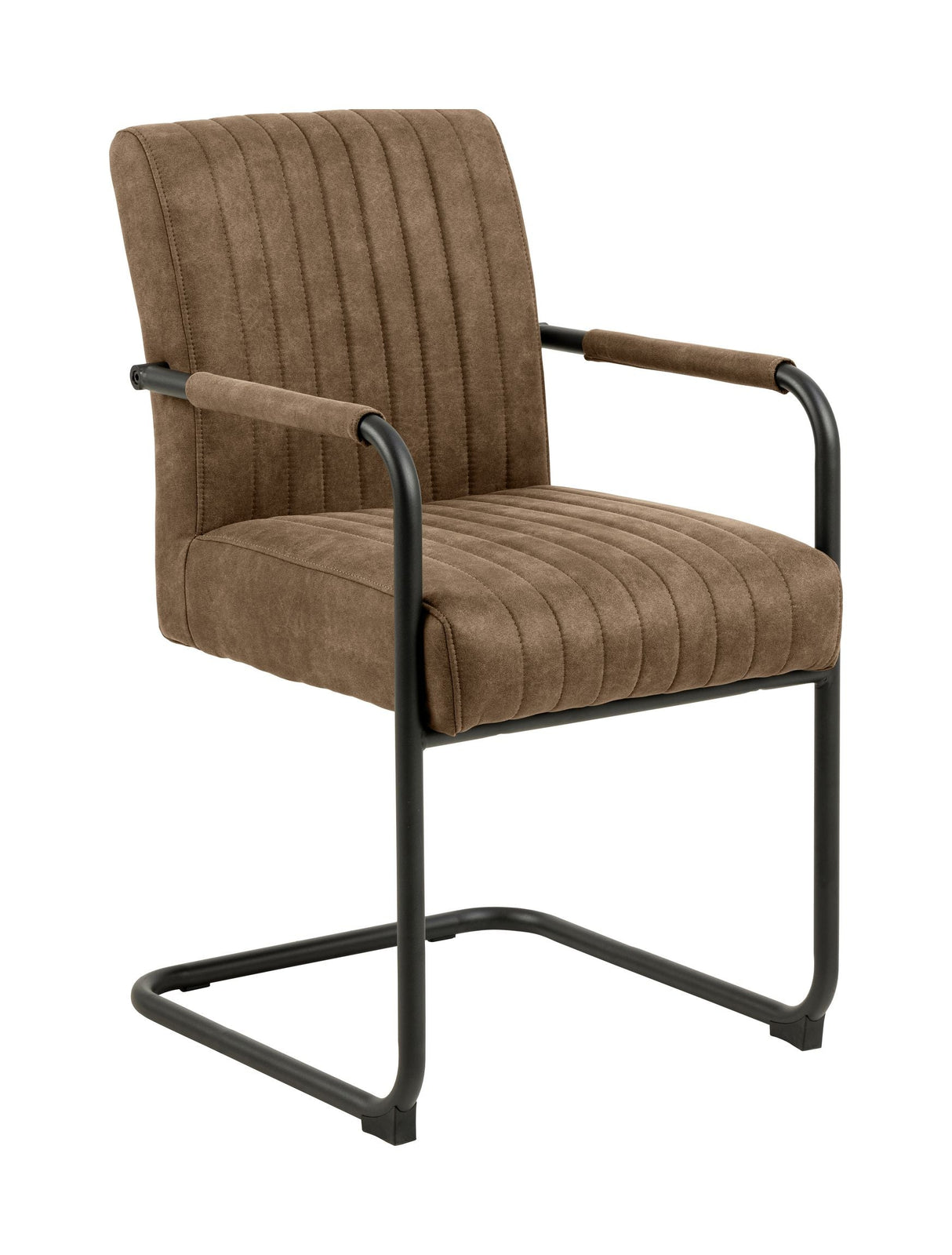 Adele Dining chair with arm, Brown fabric