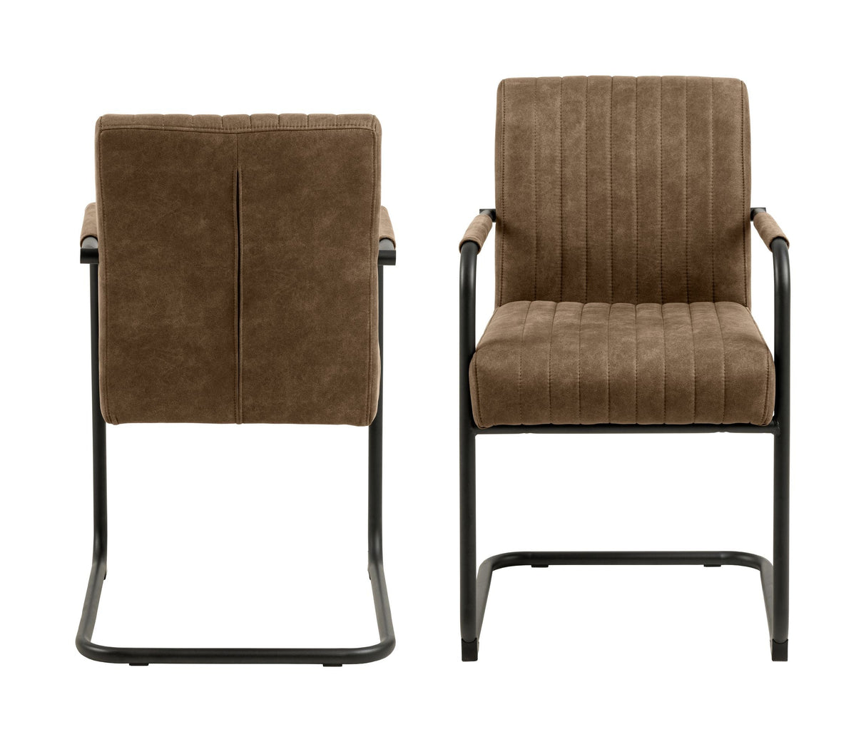 Adele Dining chair with arm, Brown fabric