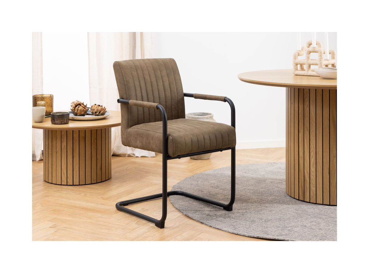 Adele Dining chair with arm, Brown fabric