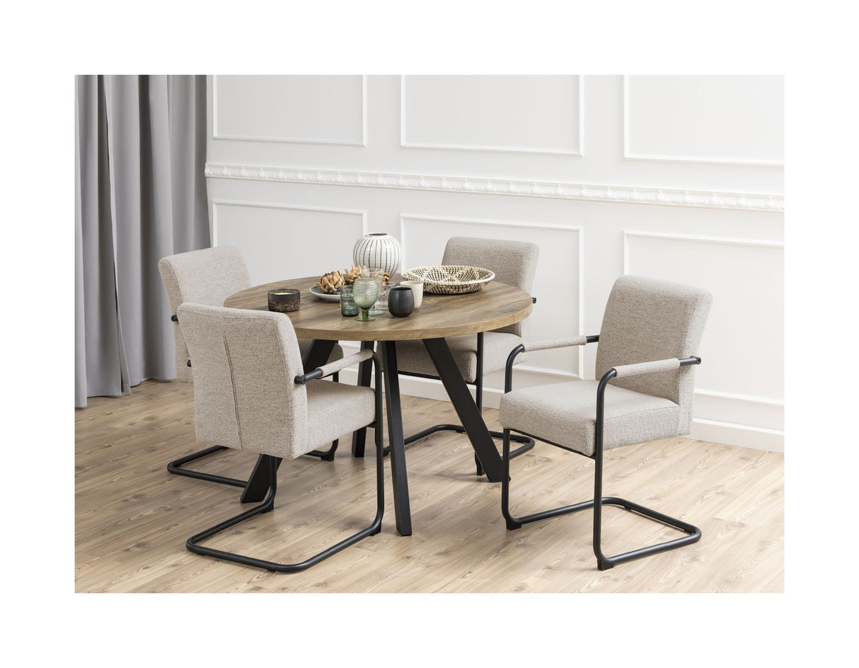 Adele Dining chair with arm, Light melange fabric