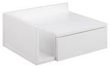 Ashlan Bedside table with wall mounting and reversible, White MDF