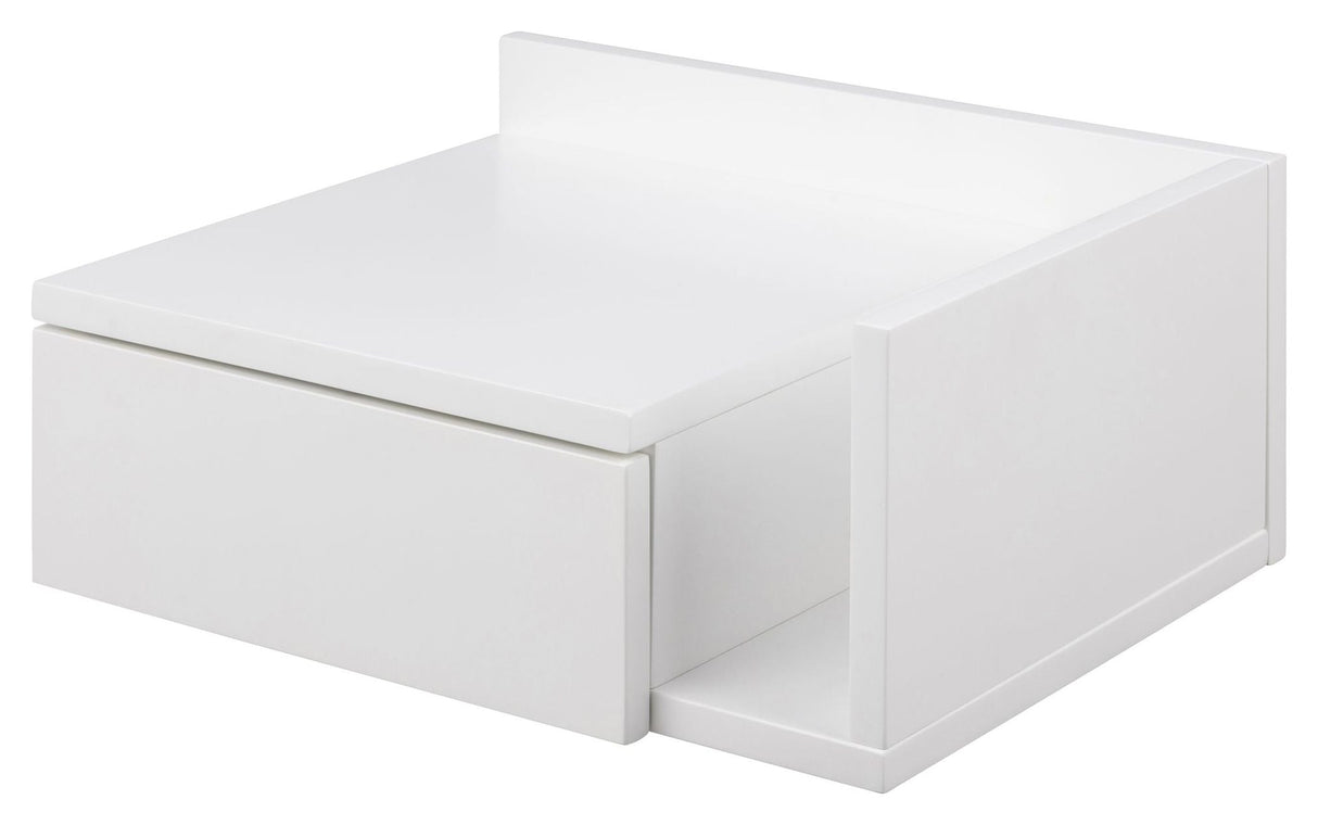 Ashlan Bedside table with wall mounting and reversible, White MDF