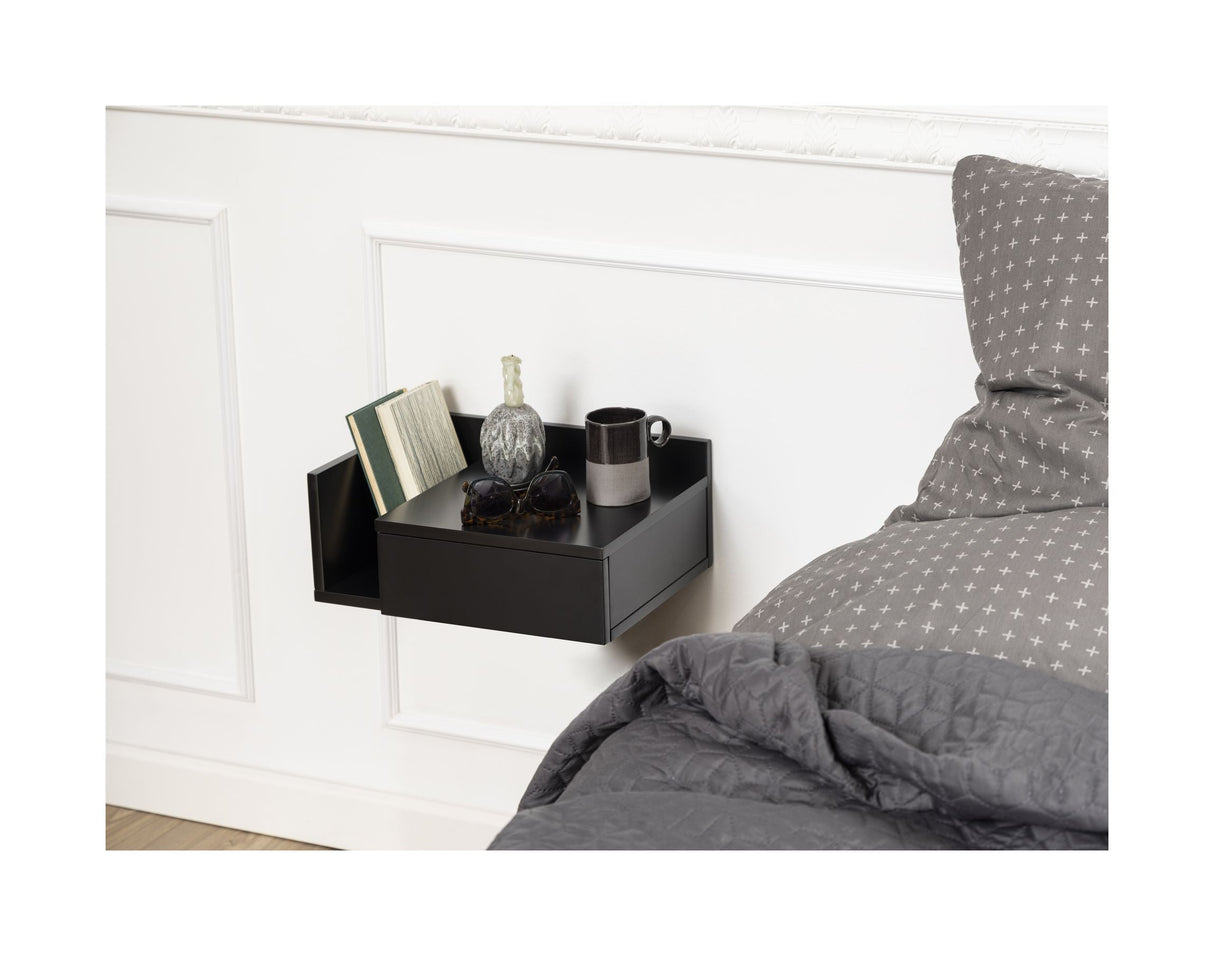 Ashlan Bedside table reversible with wall mounting 40x32x16.5, Black