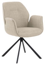 Boston Dining chair with armrests and swivel function, Beige fabric