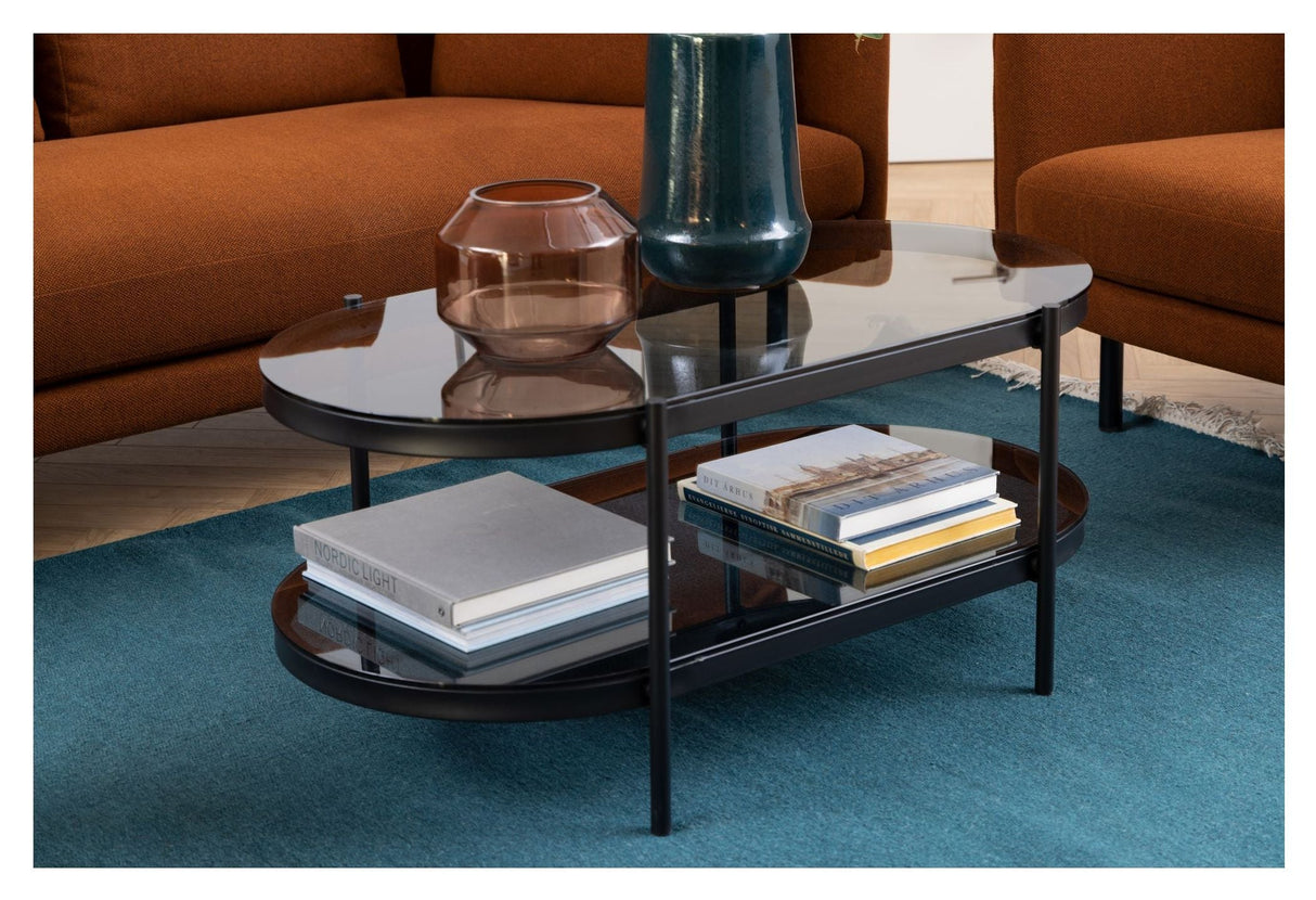 Bayonne Coffee table, Gray glass, 95x50x42