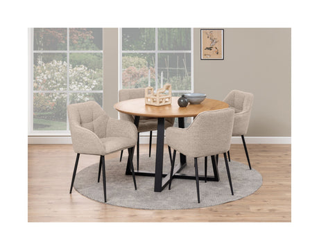 Åre Dining chair with armrests and sewing, Beige fabric