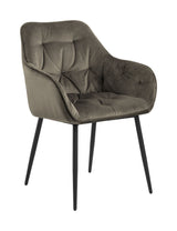 Brooke Dining chair with armrests, Beige Velour