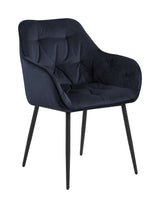 Brooke Dining chair with armrests, Blue Velvet