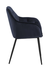 Brooke Dining chair with armrests, Blue Velvet