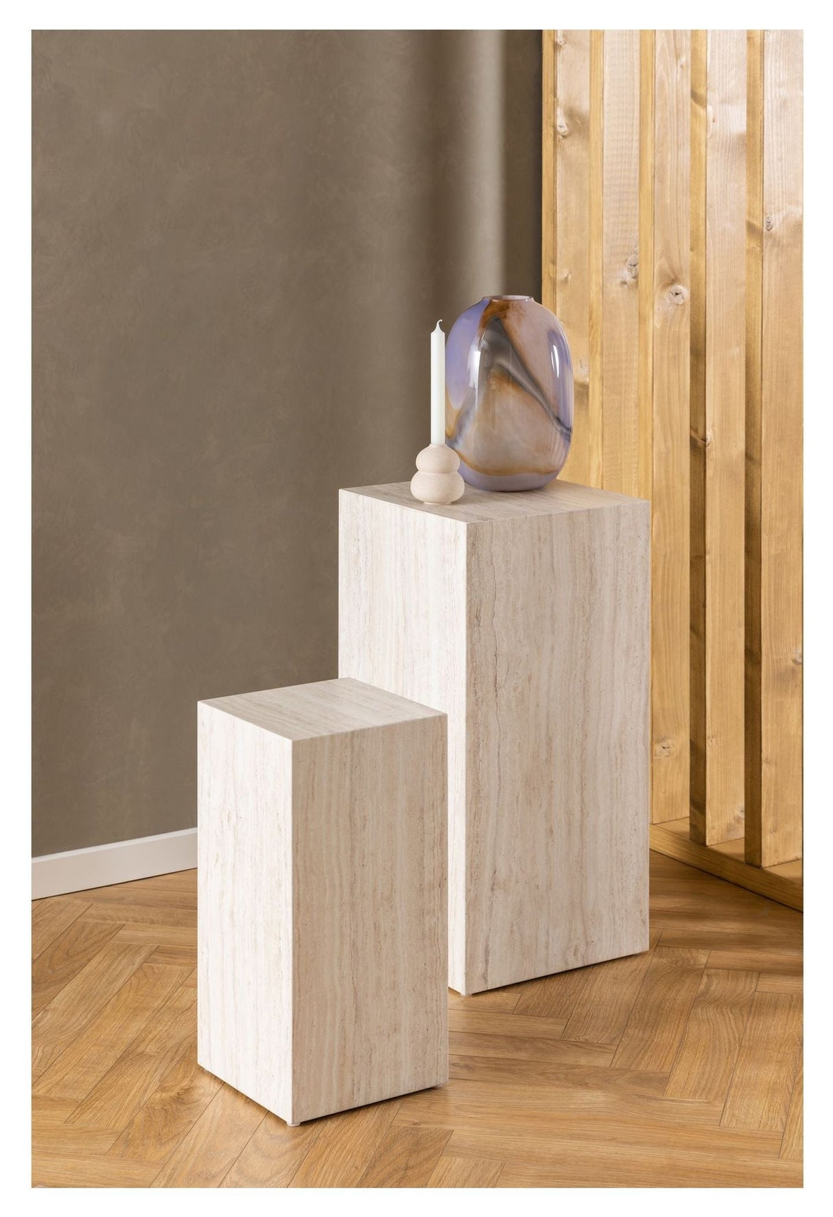 Dice Pedestal, Set of 2, Beige MDF