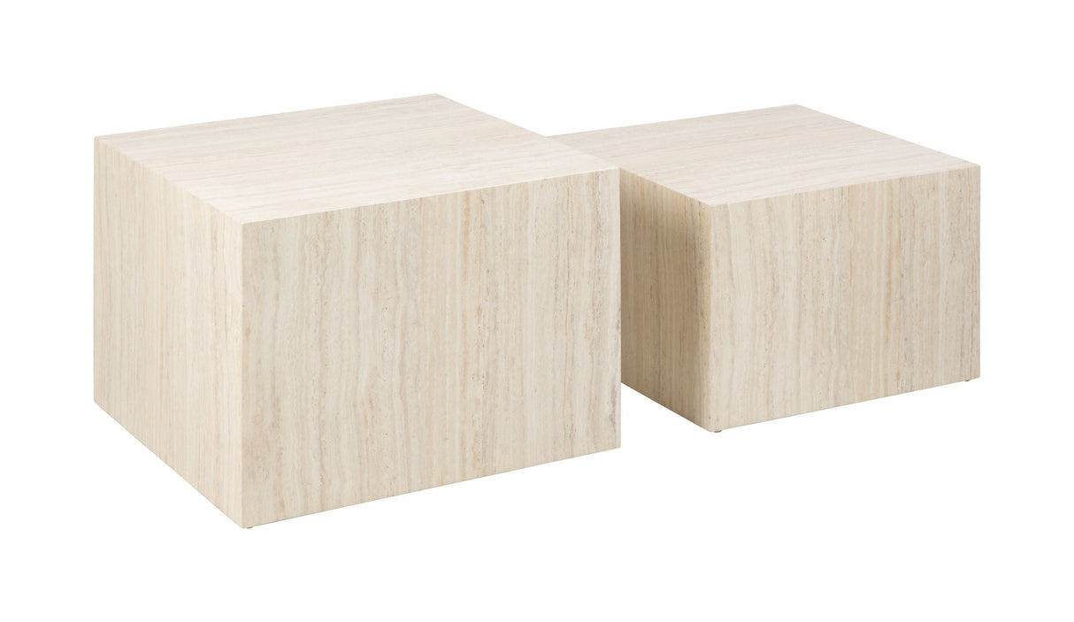 Dice Coffee table set, Travertine look