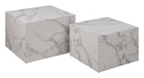 Dice Coffee Table Set - White Marble Look