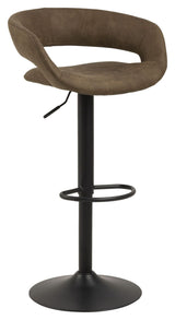 Grace bar stool with swivel function and gas lift, Brown fabric