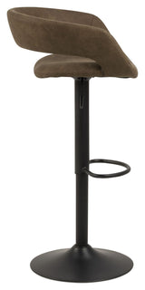 Grace bar stool with swivel function and gas lift, Brown fabric