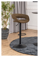 Grace bar stool with swivel function and gas lift, Brown fabric