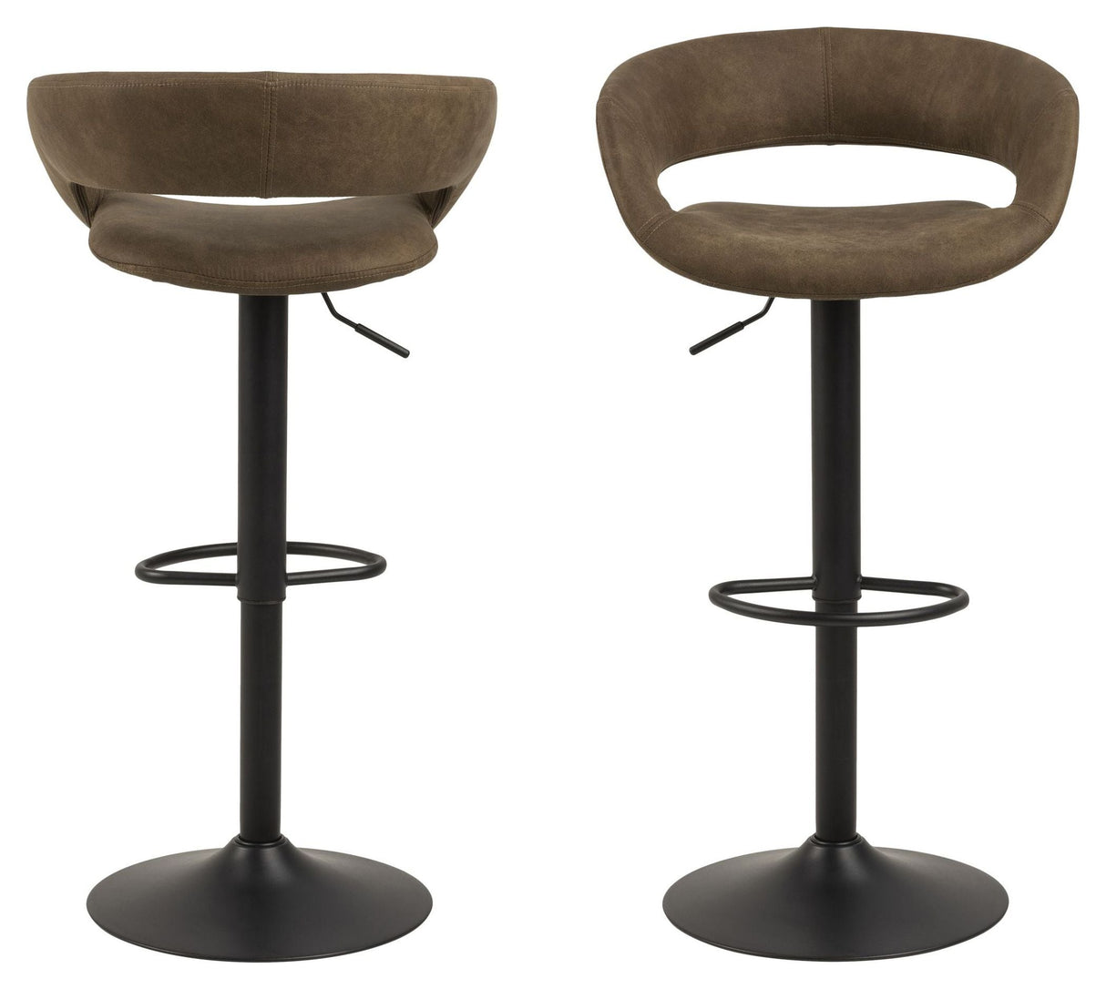 Grace bar stool with swivel function and gas lift, Brown fabric