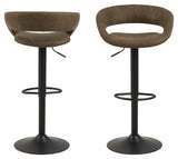 Grace bar stool with swivel function and gas lift, Brown fabric