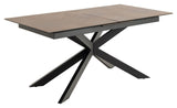 Irwine Dining table with pull-out, Brown glass/ceramic, 168/210x90