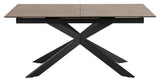 Irwine Dining table with pull-out, Brown glass/ceramic, 168/210x90