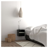 Joliet Bedside table with wall mounting, Black metal