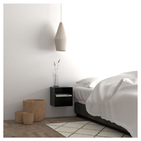 Joliet Bedside table with wall mounting, Black metal