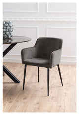 Karen Dining chair with armrests, Gray fabric