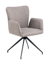 Laura Dining chair with armrests and turns, Light gray fabric