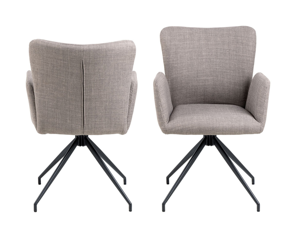 Laura Dining chair with armrests and turns, Light gray fabric