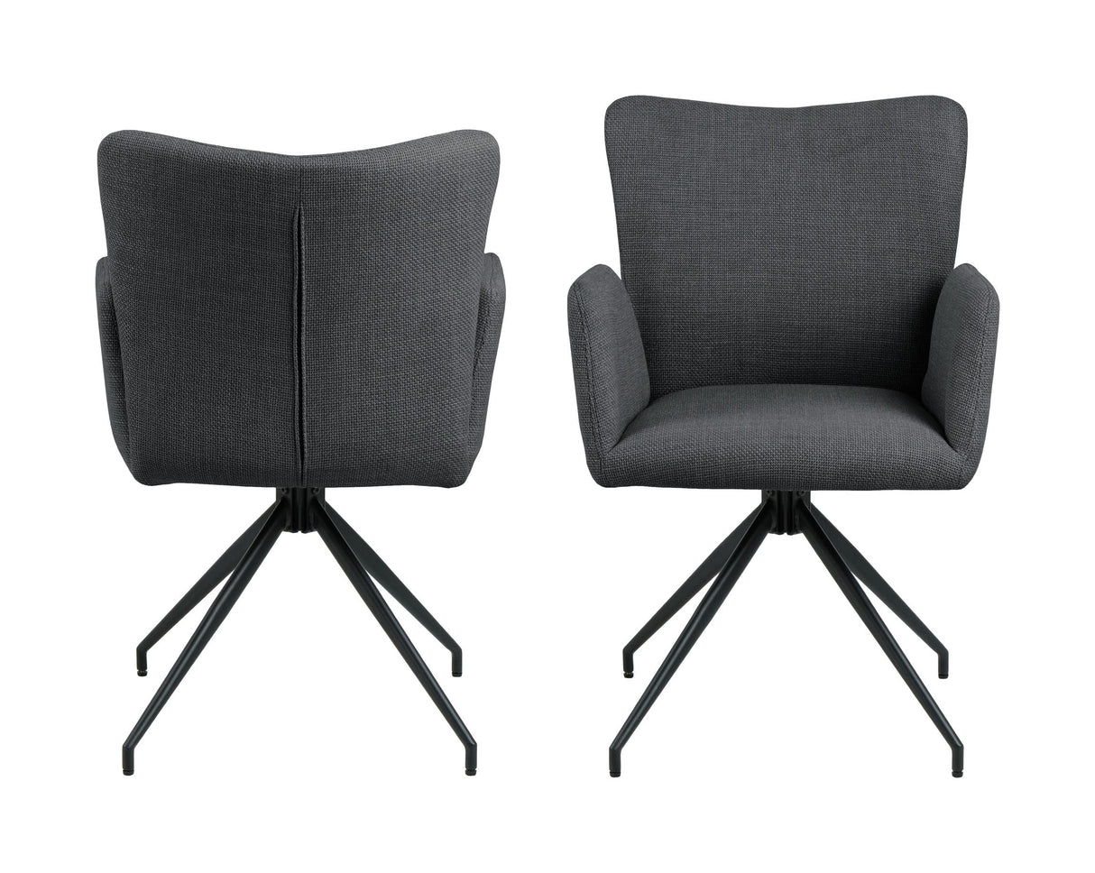 Laura Dining chair with armrests and turns, Dark gray fabric