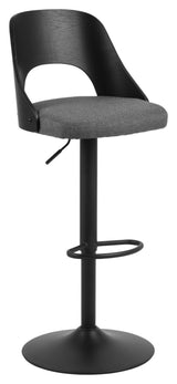 Lucy Barstool with swivel function and gas lift, Dark gray fabric