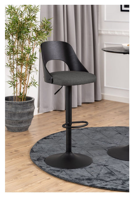 Lucy Barstool with swivel function and gas lift, Dark gray fabric