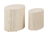 Mice oval Coffee table set in travertine look