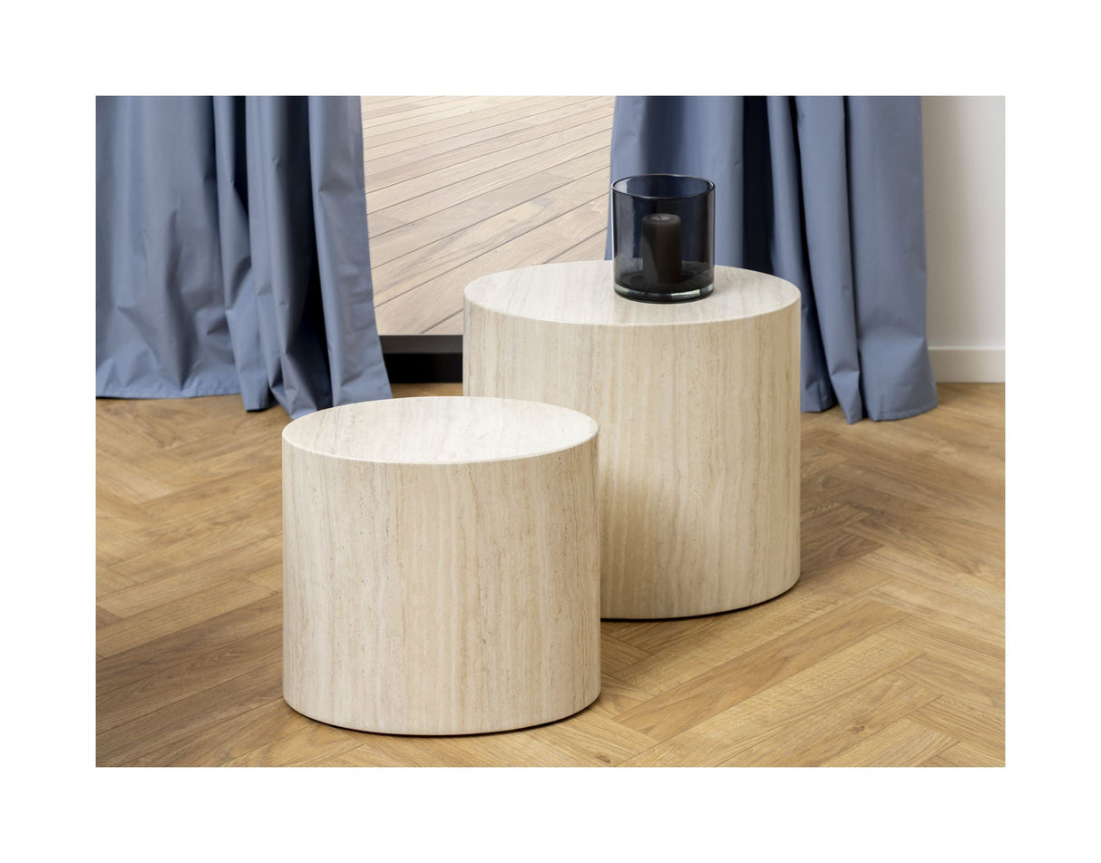 Mice oval Coffee table set in travertine look