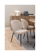 Patricia Dining chair, Beige fabric/legs in matte black metal