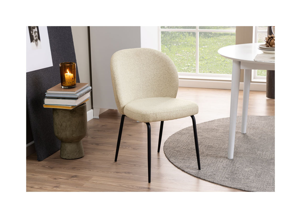 Patricia Dining chair, Cream fabric/legs in matte black metal