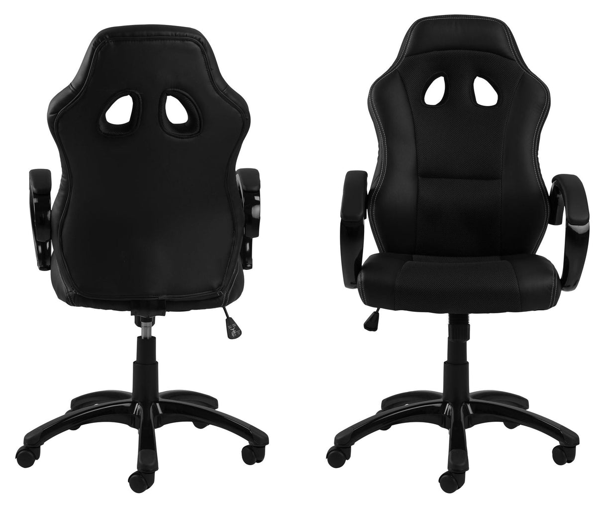 Race Gamer Chair with swivel function and gas lift, Black fabric/PU