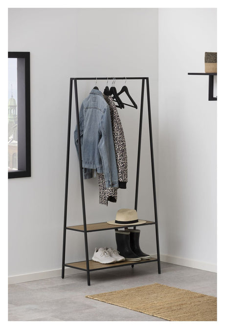 Seaford Clothes rack with shelves, Black metal, 77x37x165