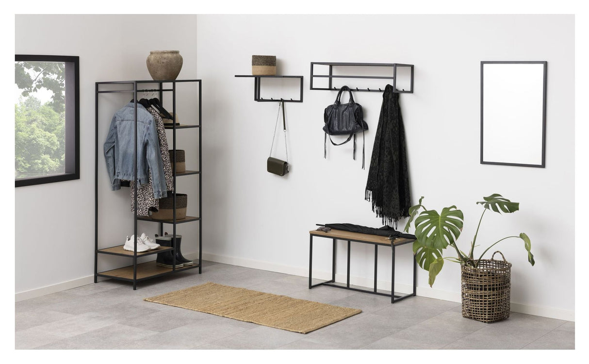 Seaford Clothes rack with shelves, Nature MDF, 77x45x165