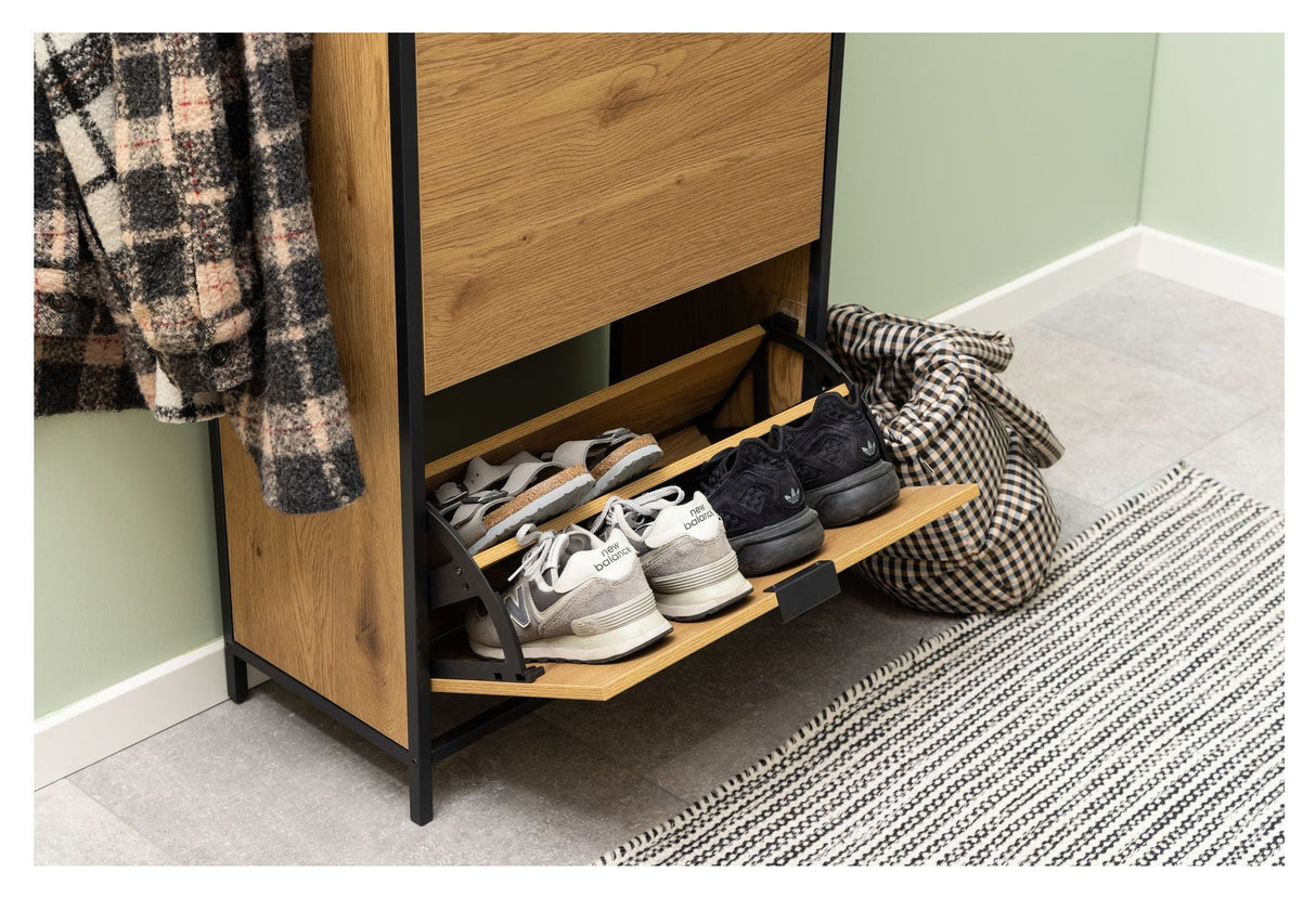 Seaford Shoe Cabinet with 3 shelves, Nature MDF, 56x129